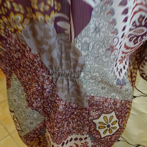 Anthropologie Ladies Size L Paisley Blouse Spring/Summer Deep V-Neck - Picture 6 of 8